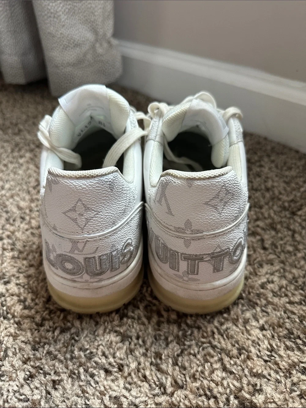 Louis Vuitton White Leather Strap Sneakers - Picture 4 of 6